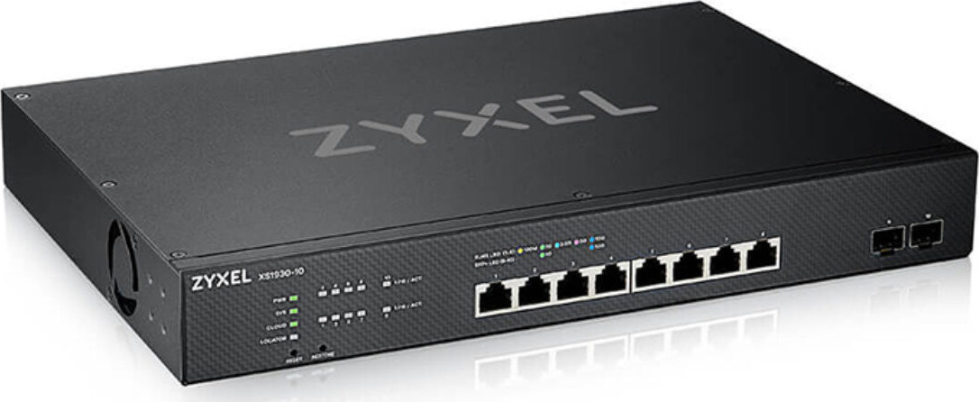 8+2P Zyxel XS1930-10-ZZ0101F RM M – 8x RJ45 (10Gbits) + 2x SFP+ (10Gbit/s)
