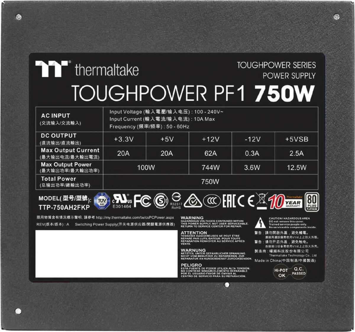 Thermaltake Toughpower PF1 750W Full Modular 80 Plus Platinum - Image 4