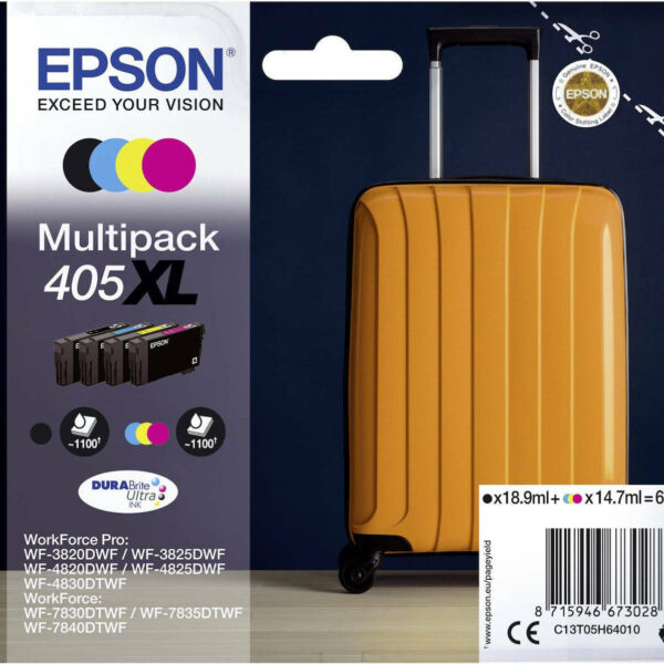 Epson 405XL Γνήσιο Πακέτο 4 Μελανιών Εκτυπωτή InkJet Κίτρινο / Κυανό / Ματζέντα / Μαύρο (C13T05H64010)