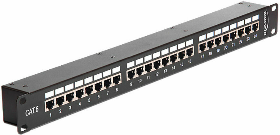 DeLock Patch Panel Shielded για Rack 1U 19" 24 Θυρών cat6 Μαύρο - Image 1