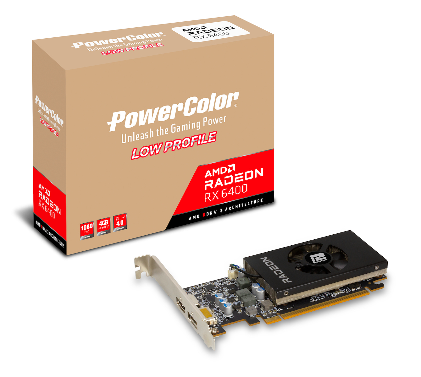 20220627163805_powercolor_radeon_rx_6400_4gb_gddr6_lp_karta_grafikon_pci_e_x16_4_0_me_hdmi_kai_displayport_axrx_6400_lp_4gbd6_dh PowerColor Radeon RX 6400 4GB LP - Image 1