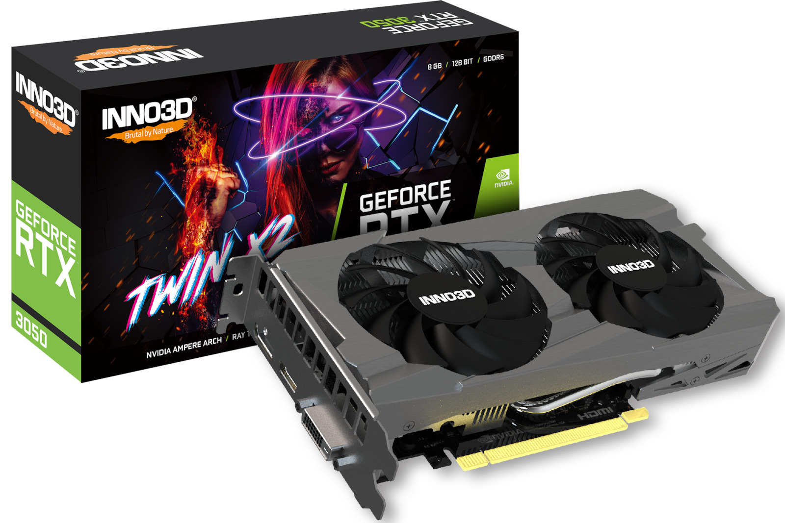 Inno 3D GeForce RTX 3050 8GB GDDR6 Twin X2 Κάρτα Γραφικών N30502-08D6-1711VA41