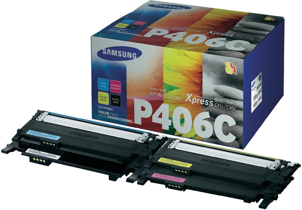 Samsung CLT-P406C Γνήσιο Multipack Toner Laser Εκτυπωτή Μαύρο/Κίτρινο/Κυανό/Ματζέντα 4τμχ (SU375A)