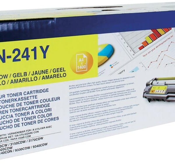 Brother TN-241Y Γνήσιο Toner Laser Εκτυπωτή Κίτρινο 1400 Σελίδων (TN-241Y)