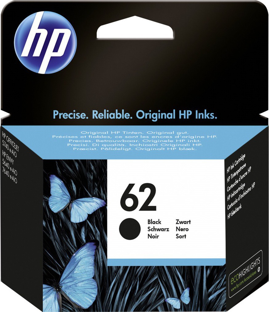 HP 62 Γνήσιο Μελάνι Εκτυπωτή InkJet Μαύρο (C2P04AE)