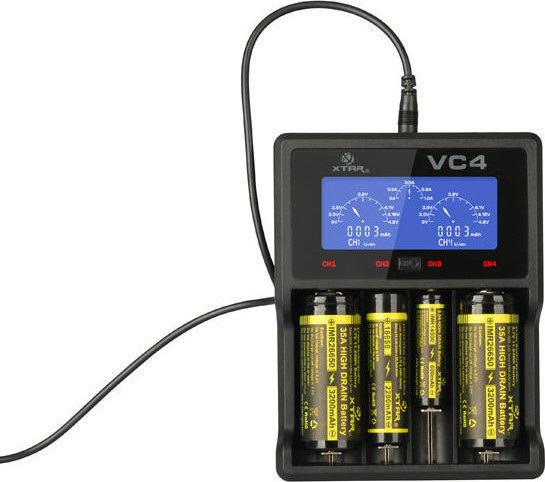 XTAR VC4 USB Φορτιστής 4 Μπαταριών Li-ion/Ni-MH Μεγέθους AA/AAA/D/18650