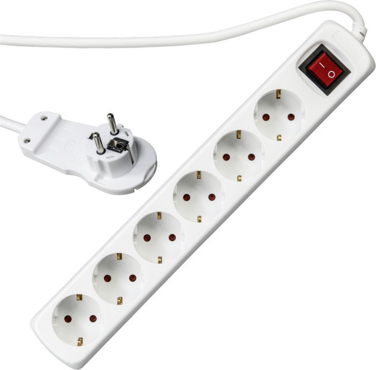 REV Multiple Socket Smart 6-fold 2m Πολύπριζο 6 Θέσεων με Διακόπτη και Καλώδιο 2m