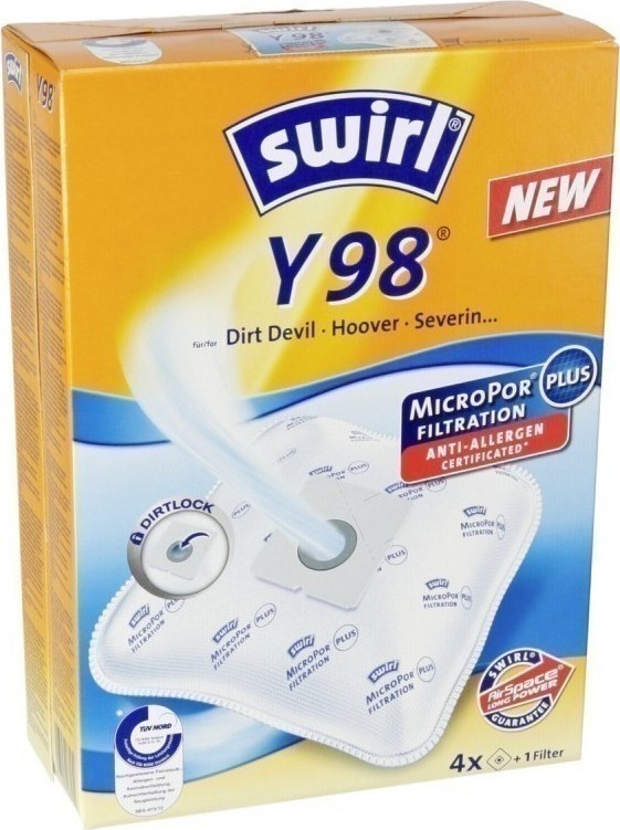 Swirl Y98 Σακούλες Σκούπας 4τμχ Συμβατή με Σκούπα Severin / Dirt Devil / Hoover