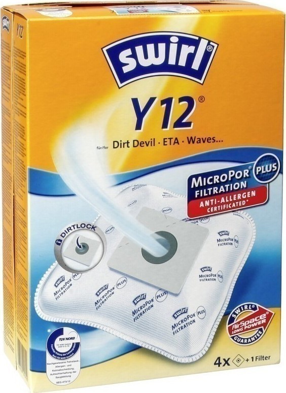 Swirl Y12 Σακούλες Σκούπας 4τμχ Συμβατή με Σκούπα Dirt Devil