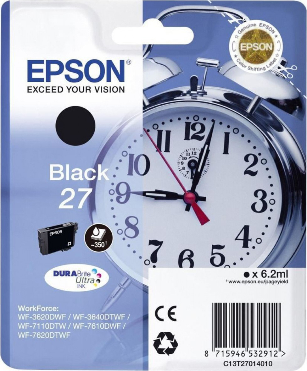 Epson 27 Γνήσιο Μελάνι Εκτυπωτή InkJet Μαύρο (C13T27014010 C13T27014012)
