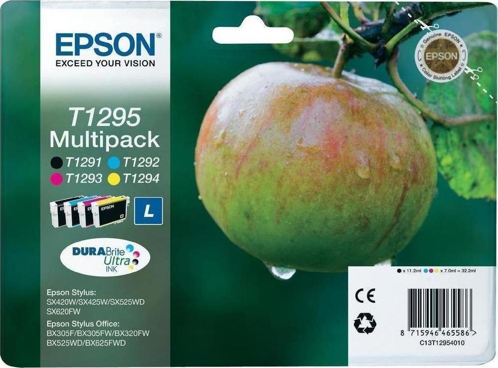 Epson T1295L Γνήσιο Πακέτο 4 Μελανιών Εκτυπωτή InkJet Κίτρινο / Κυανό / Ματζέντα / Μαύρο (C13T12954010 C13T12954012)