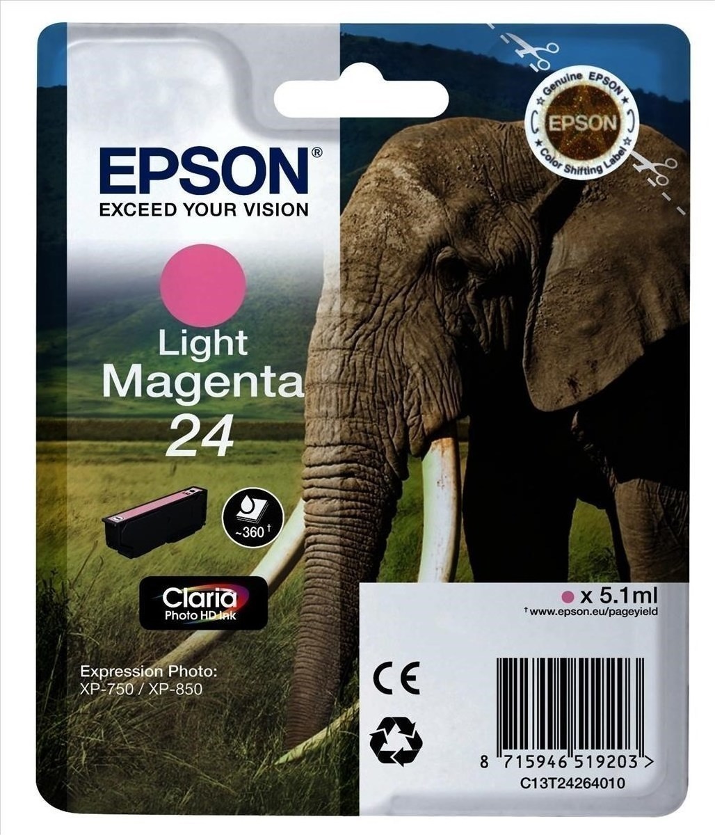 Epson 24 Light Magenta Γνήσιο Μελάνι Εκτυπωτή InkJet Ματζέντα (C13T24264010 C13T24264012)