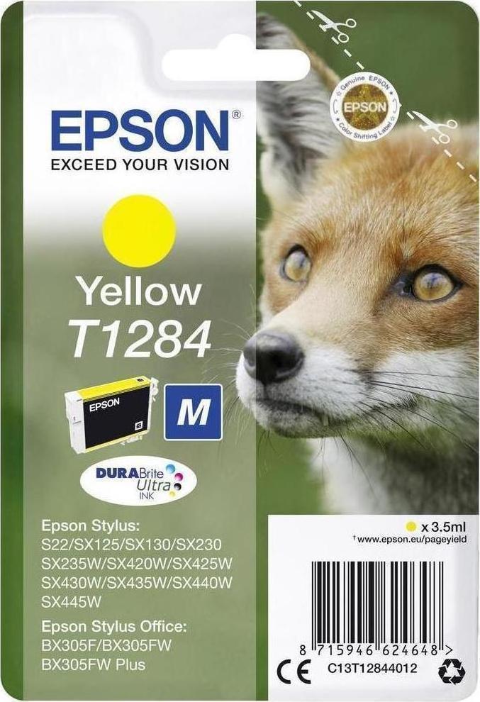 Epson T1284M Γνήσιο Μελάνι Εκτυπωτή InkJet Κίτρινο (C13T12844010 C13T12844012)