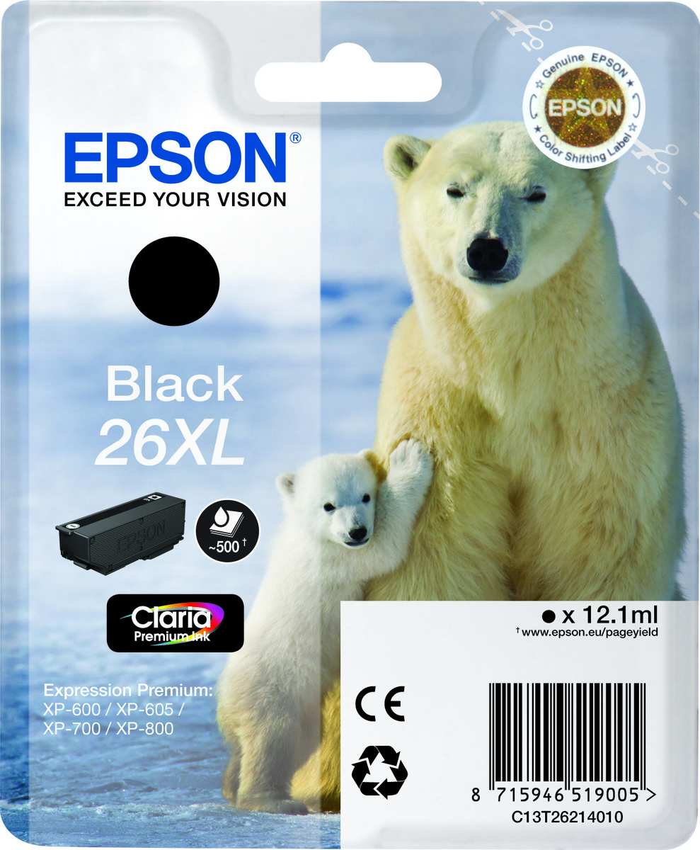 Epson 26XL Γνήσιο Μελάνι Εκτυπωτή InkJet Μαύρο (C13T26214010 C13T26214012)
