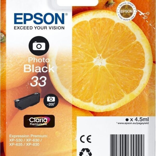 Epson 33 Γνήσιο Μελάνι Εκτυπωτή InkJet Photo Μαύρο (C13T33414010 C13T33414012)