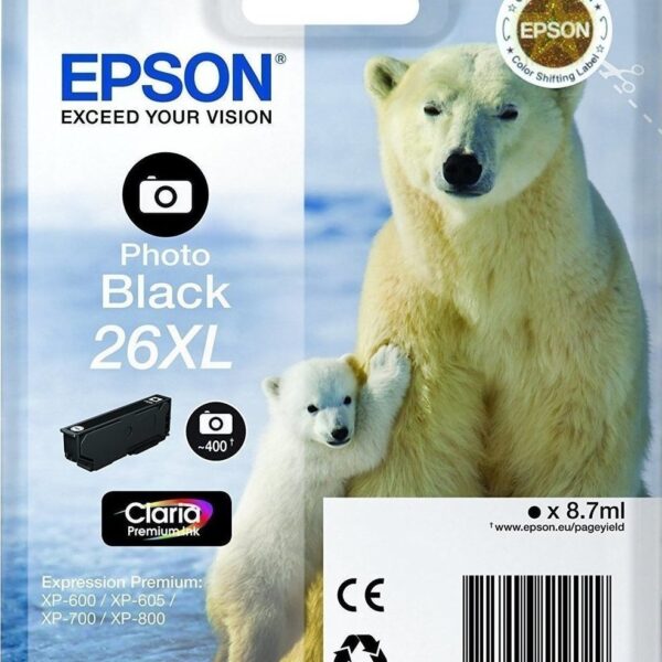 Epson 26XL Γνήσιο Μελάνι Εκτυπωτή InkJet Photo Μαύρο (C13T26314010 C13T26314012)