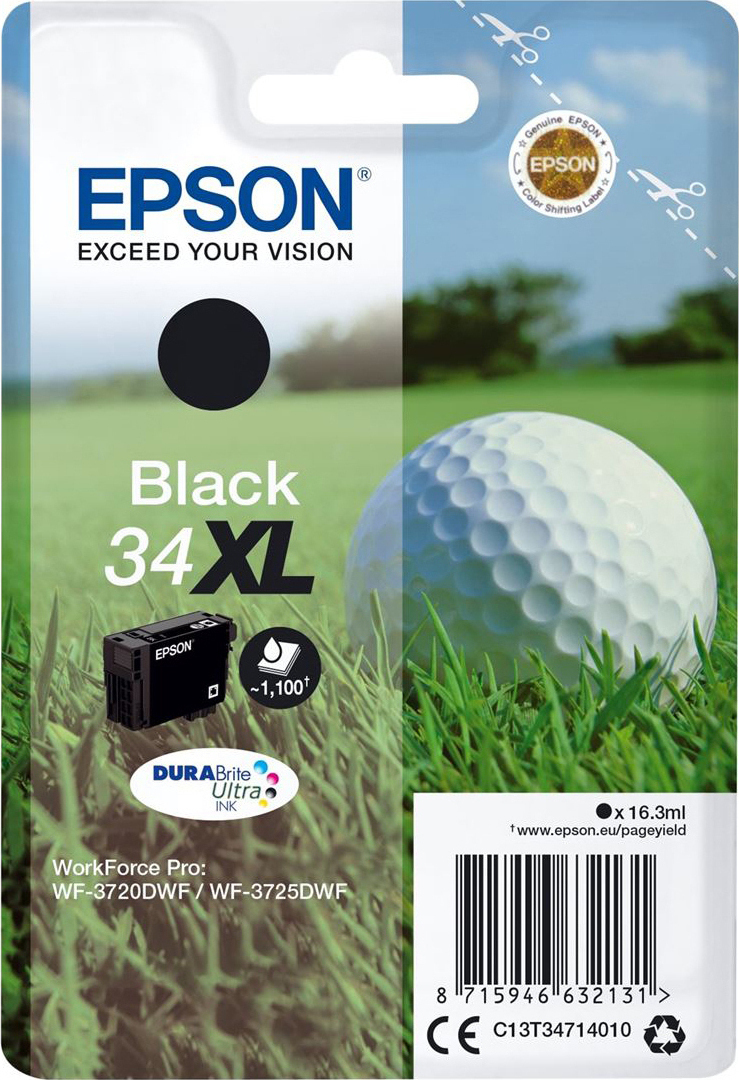 Epson 34XL Γνήσιο Μελάνι Εκτυπωτή InkJet Μαύρο (C13T34714010)