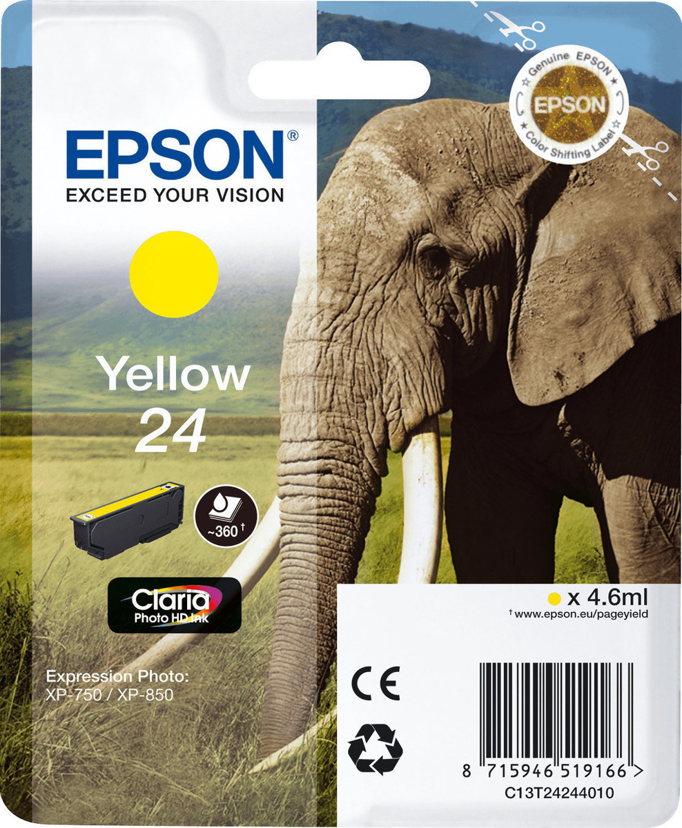 Epson 24 Yellow Γνήσιο Μελάνι Εκτυπωτή InkJet Κίτρινο (C13T24244010 C13T24244012)