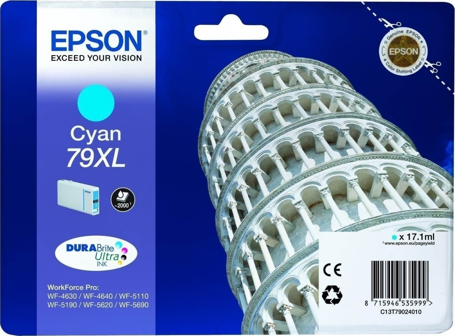 Epson 79XL Γνήσιο Μελάνι Εκτυπωτή InkJet Κυανό (C13T79024010)