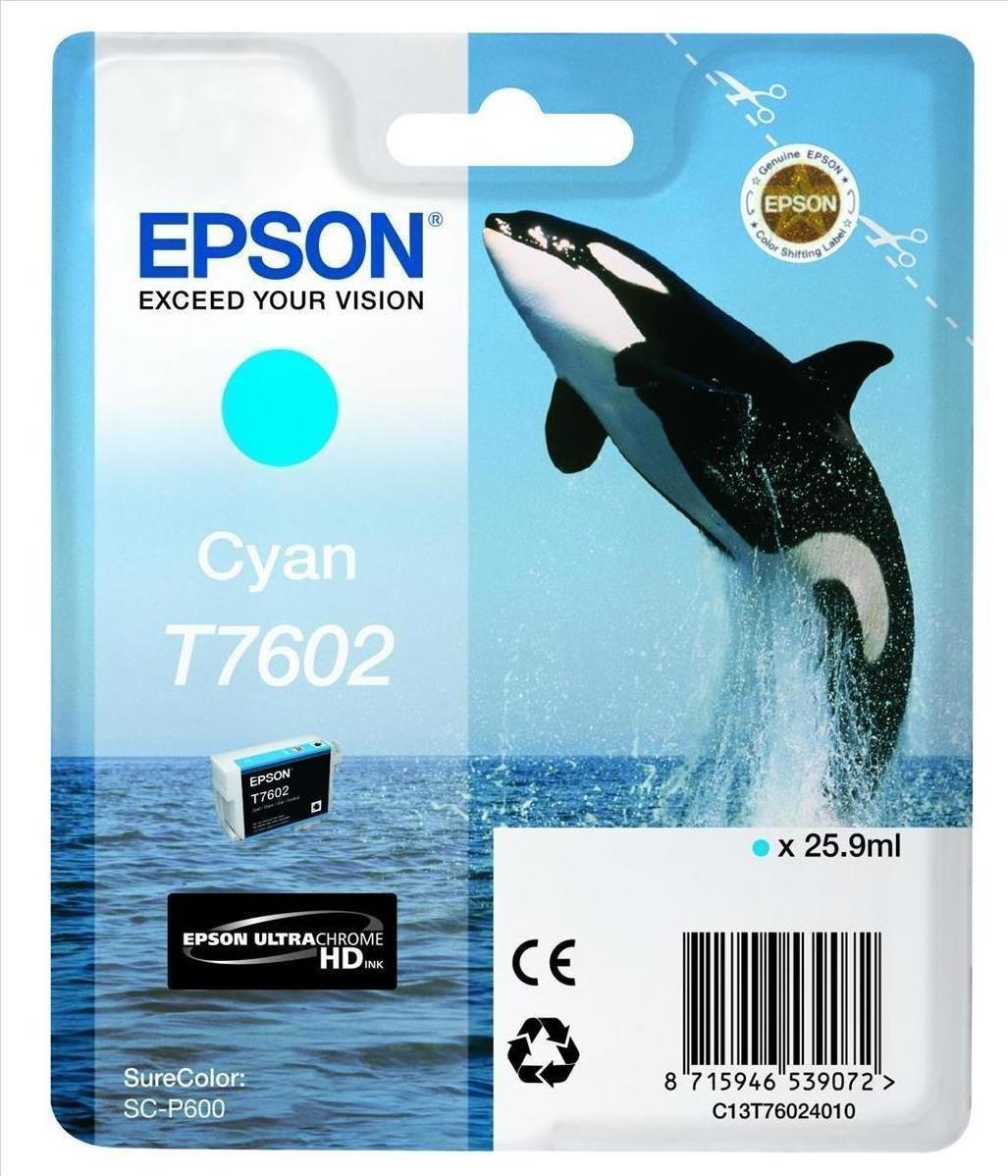 Epson T7602 Γνήσιο Μελάνι Εκτυπωτή InkJet Κυανό (C13T76024010)
