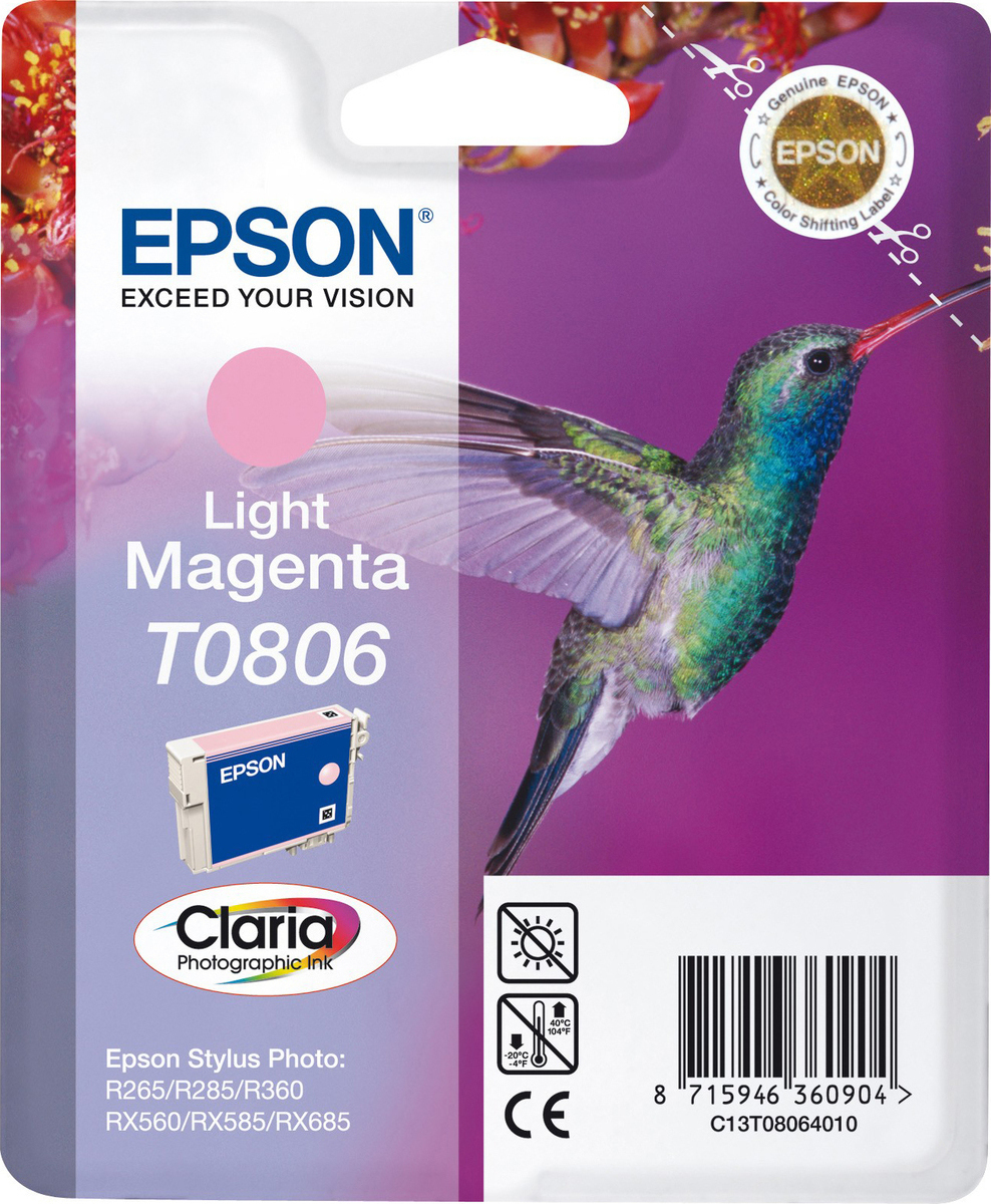 Epson T0806 Γνήσιο Μελάνι Εκτυπωτή InkJet Ανοιχτό Ματζέντα (C13T08064011 C13T08064020)