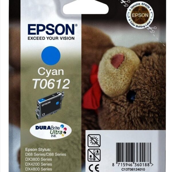 Epson T0612 Γνήσιο Μελάνι Εκτυπωτή InkJet Κυανό (C13T06124010)