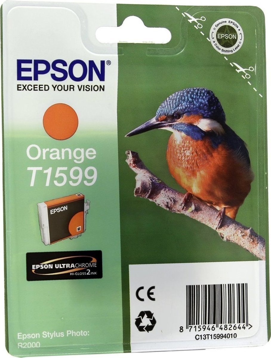 Epson T1599 Γνήσιο Μελάνι Εκτυπωτή InkJet Πορτοκαλί (C13T15994010)