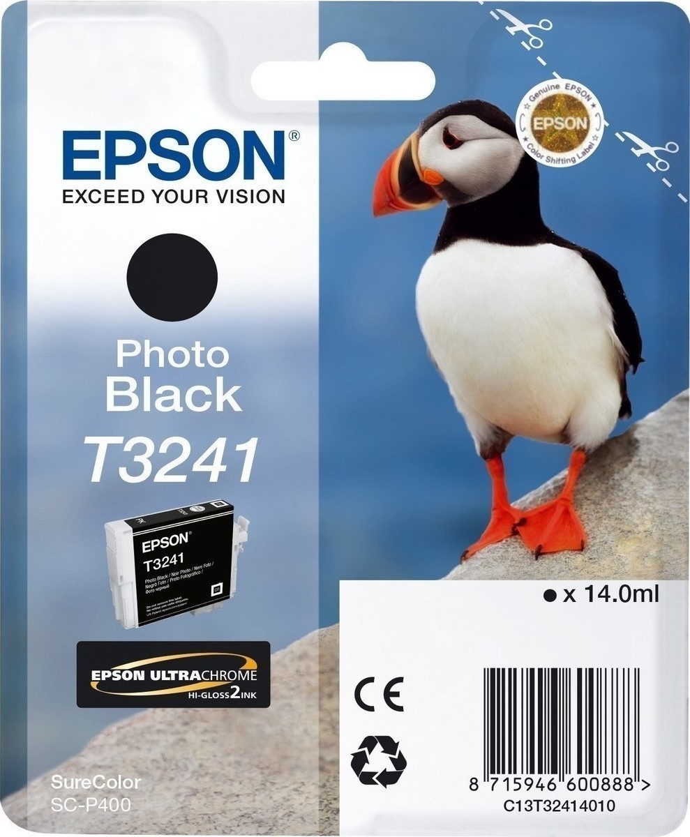 Epson T3241 Γνήσιο Μελάνι Εκτυπωτή InkJet Photo Μαύρο (C13T32414010)