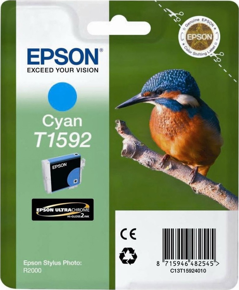 Epson T1592 Γνήσιο Μελάνι Εκτυπωτή InkJet Κυανό (C13T15924010)