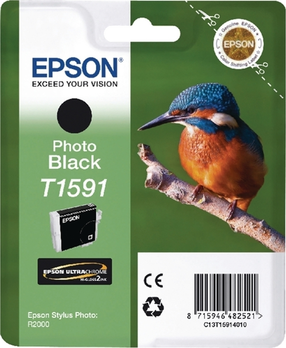 Epson T1591 Γνήσιο Μελάνι Εκτυπωτή InkJet Photo Μαύρο (C13T15914010)