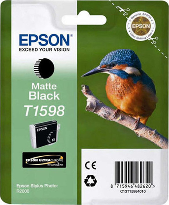 Epson T1598 Matte Black Γνήσιο Μελάνι Εκτυπωτή InkJet Μαύρο (C13T15984010)
