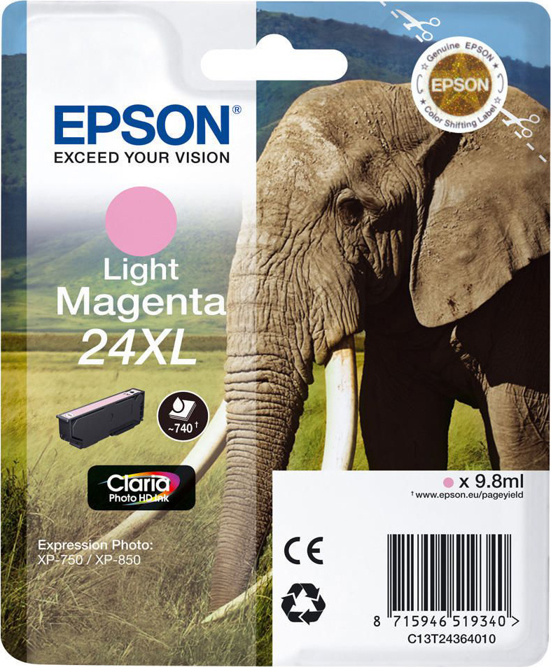 Epson 24XL Γνήσιο Μελάνι Εκτυπωτή InkJet Ανοιχτό Ματζέντα (C13T24364010 C13T24364012)
