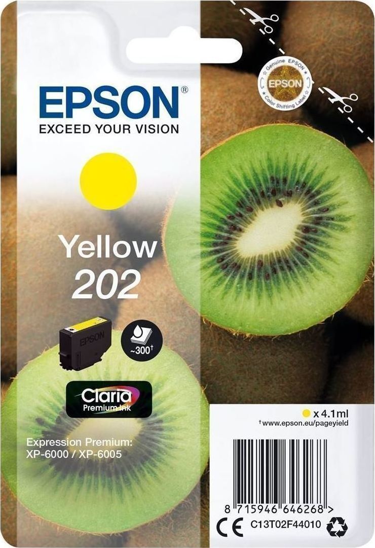 Epson 202 Γνήσιο Μελάνι Εκτυπωτή InkJet Κίτρινο (C13T02F44010)