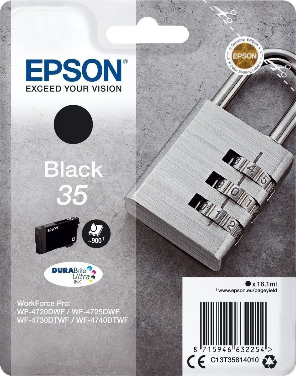 Epson 35 Black Γνήσιο Μελάνι Εκτυπωτή InkJet Μαύρο (C13T35814010)