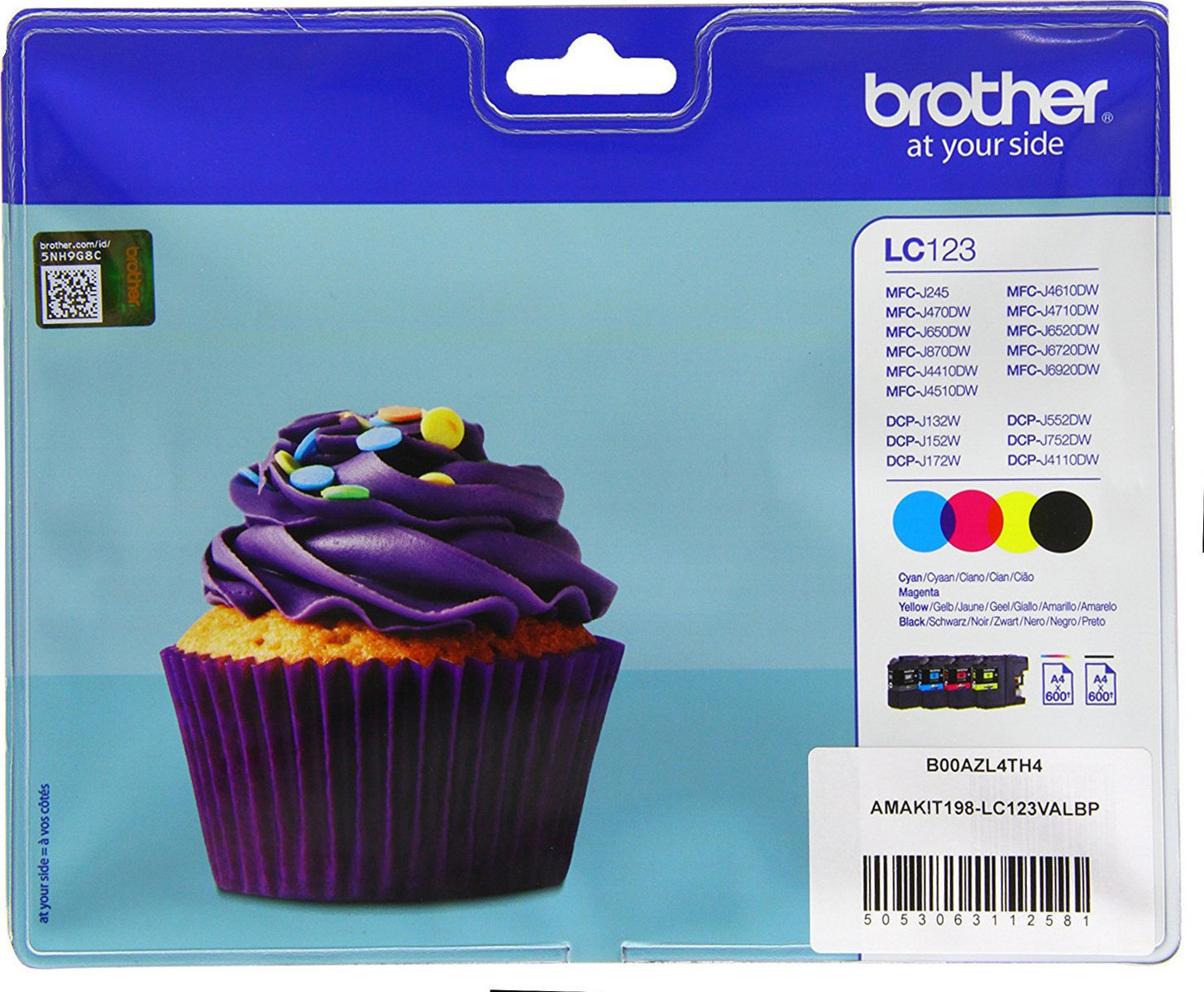 Brother LC123 Γνήσιο Πακέτο 4 Μελανιών Εκτυπωτή InkJet Κίτρινο / Κυανό / Ματζέντα / Μαύρο (LC-123VALBP)