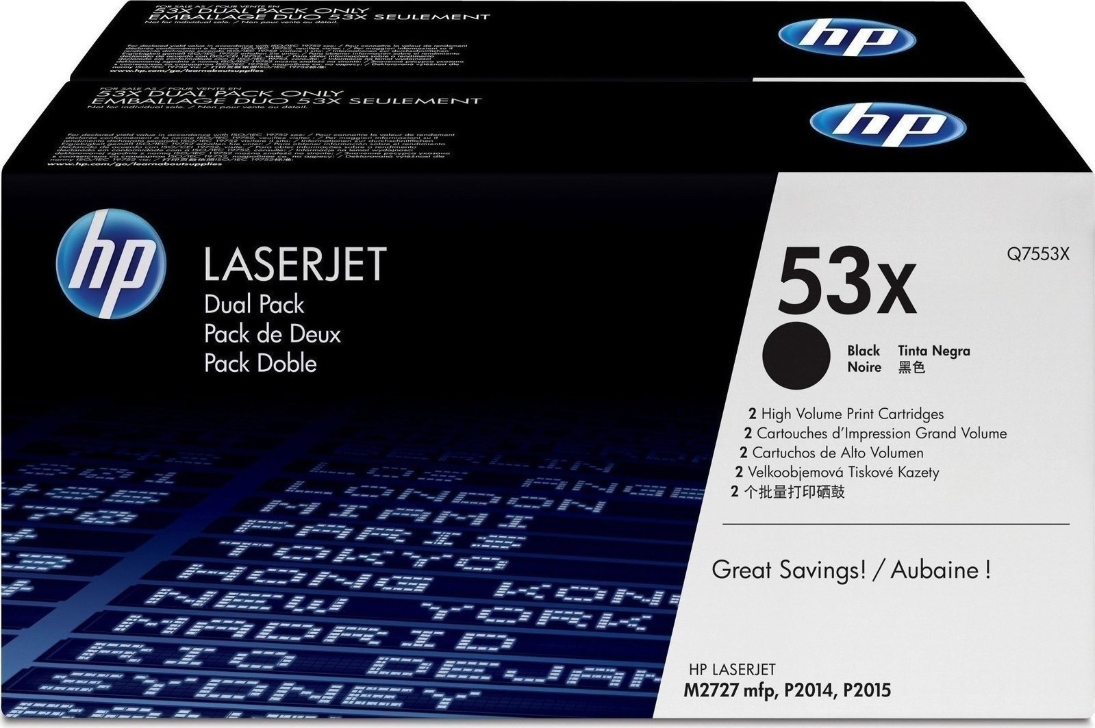 HP 53X Γνήσιο Multipack Toner Laser Εκτυπωτή Μαύρο High Yield 2τμχ (Q7553XD)