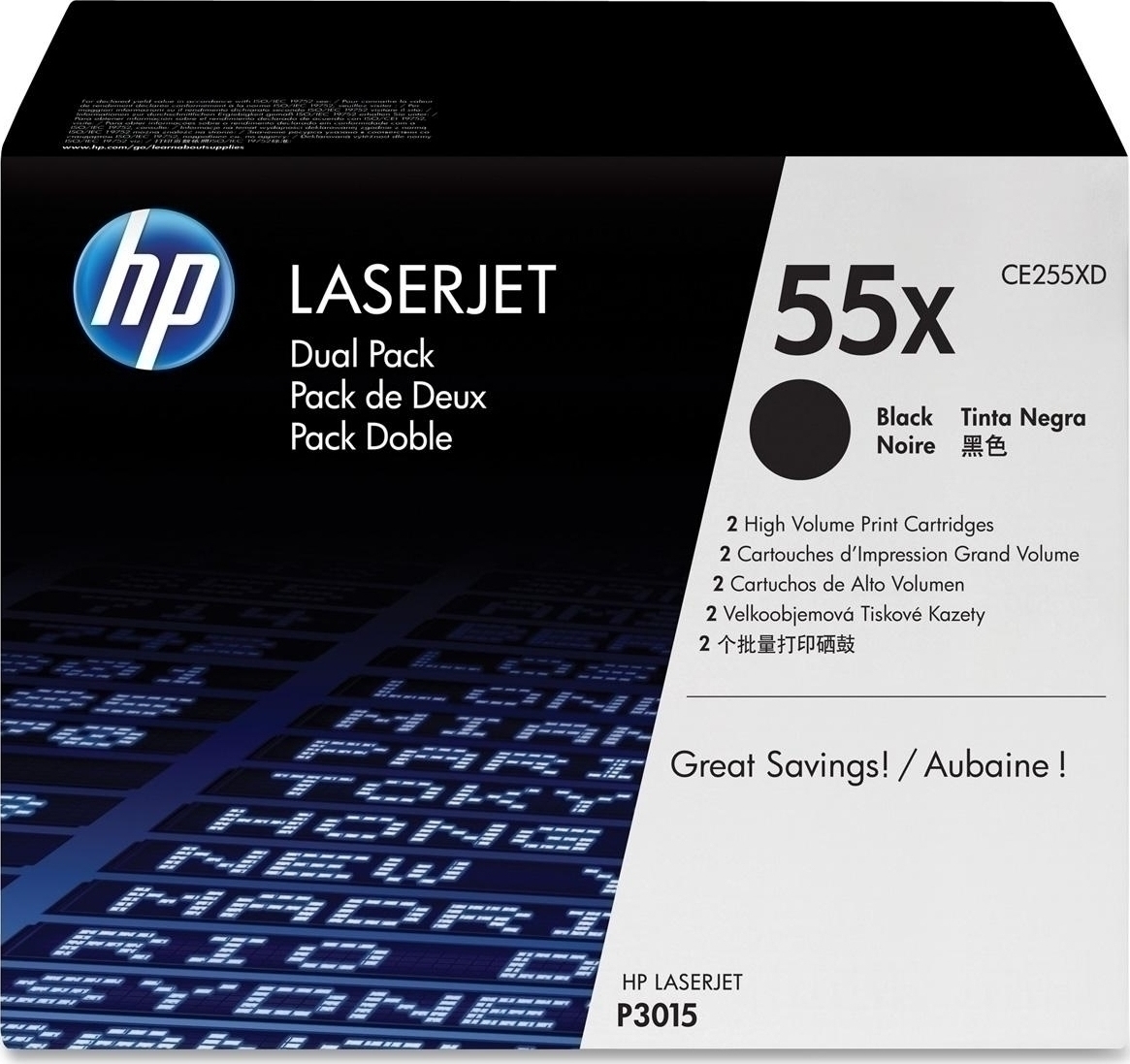 HP 55X Γνήσιο Multipack Toner Laser Εκτυπωτή Μαύρο High Yield 2τμχ (CE255XD)