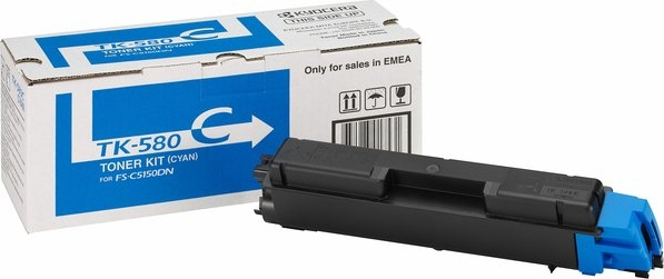 Kyocera TK-580C Γνήσιο Toner Laser Εκτυπωτή Κυανό 2800 Σελίδων (1T02KTCNL0)
