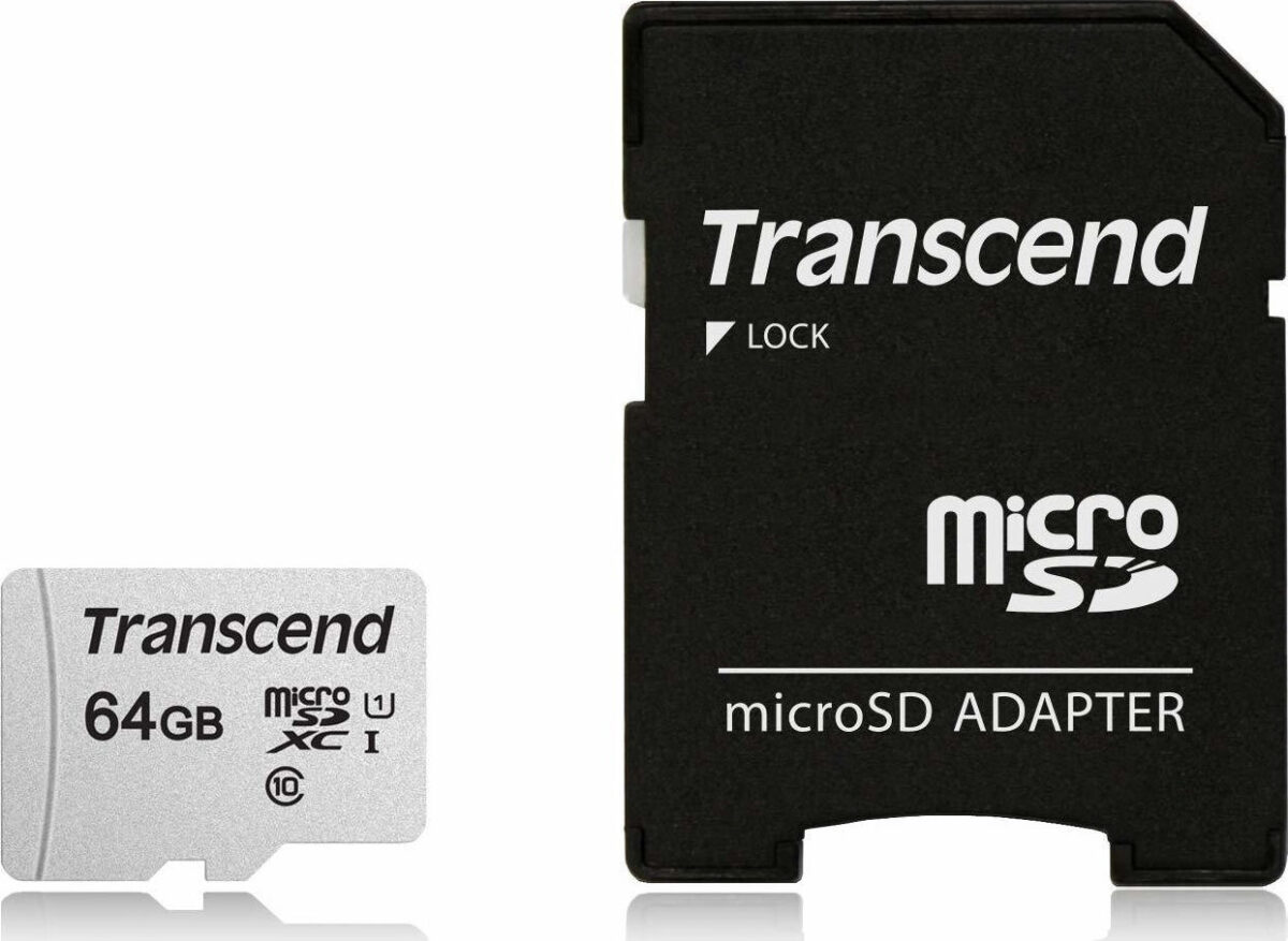 Transcend 300s microSDXC 64GB Class 10 U1 V30 A1 UHS-I - Image 1