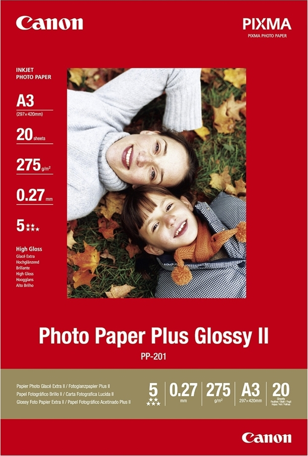 Canon PP-201 Φωτογραφικό Χαρτί Plus ΙΙ A3 275gr/m² για Εκτυπωτές Inkjet 20 Φύλλα