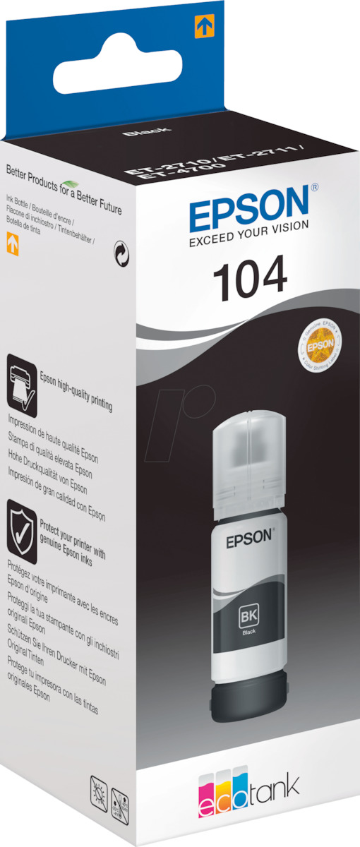 Epson 104 Γνήσιο Μελάνι Εκτυπωτή InkJet Μαύρο (C13T00P140)