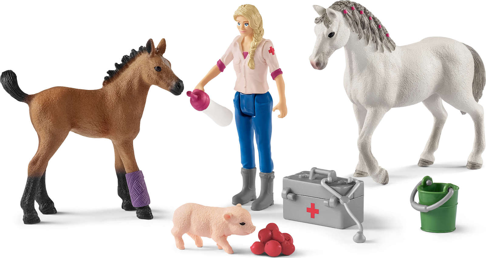 Schleich-S Παιχνίδι Μινιατούρα Σετ Farm World Vet visiting Mare and Foal για 3-8 Ετών