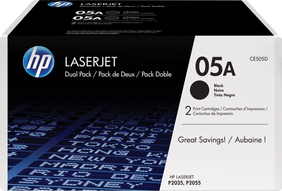 HP 05A Γνήσιο Multipack Toner Laser Εκτυπωτή Μαύρο 2τμχ (CE505D) - Image 1