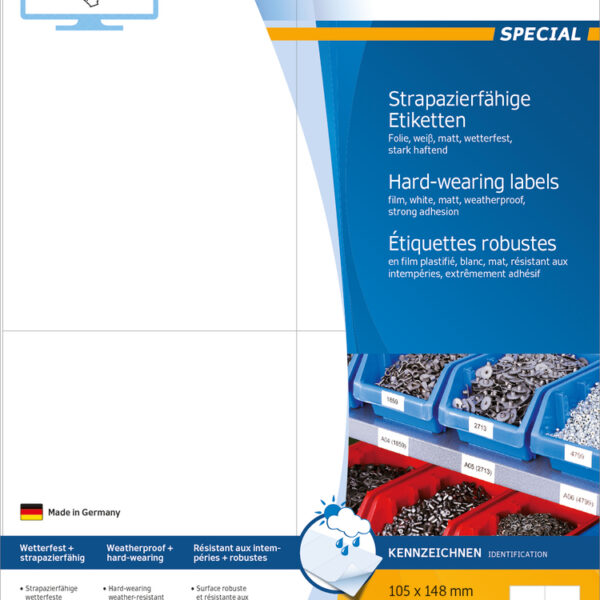 Herma 100 Αυτοκόλλητες Ετικέτες Α4 Ορθογώνιες 105x148mm