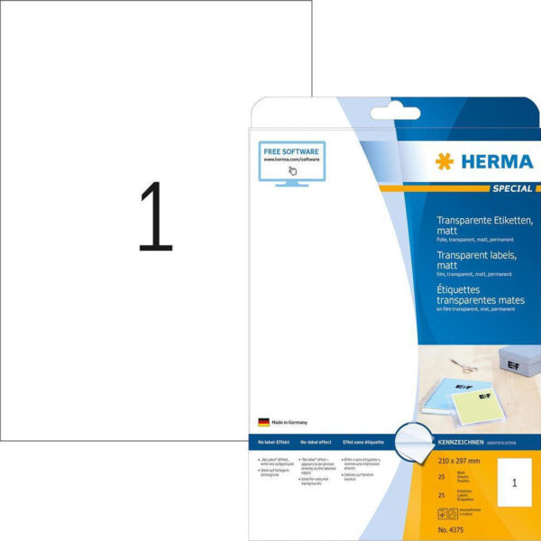 Herma 25 Αυτοκόλλητες Ετικέτες Α4 Ορθογώνιες 4375 210x297mm