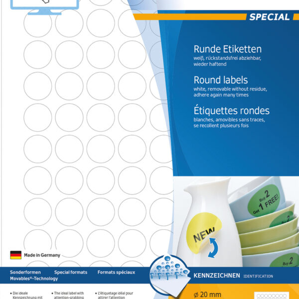 Herma 2400 Αυτοκόλλητες Ετικέτες Α4 Στρογγυλές 20mm