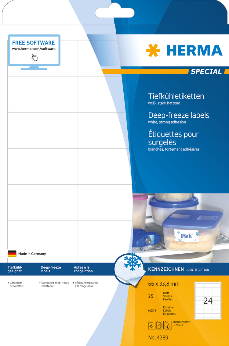 Herma 600 Αυτοκόλλητες Ετικέτες Α4 Ορθογώνιες 66x33.8mm