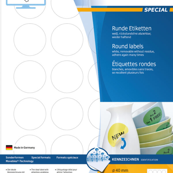 Herma 600 Αυτοκόλλητες Ετικέτες Α4 Στρογγυλές 40mm