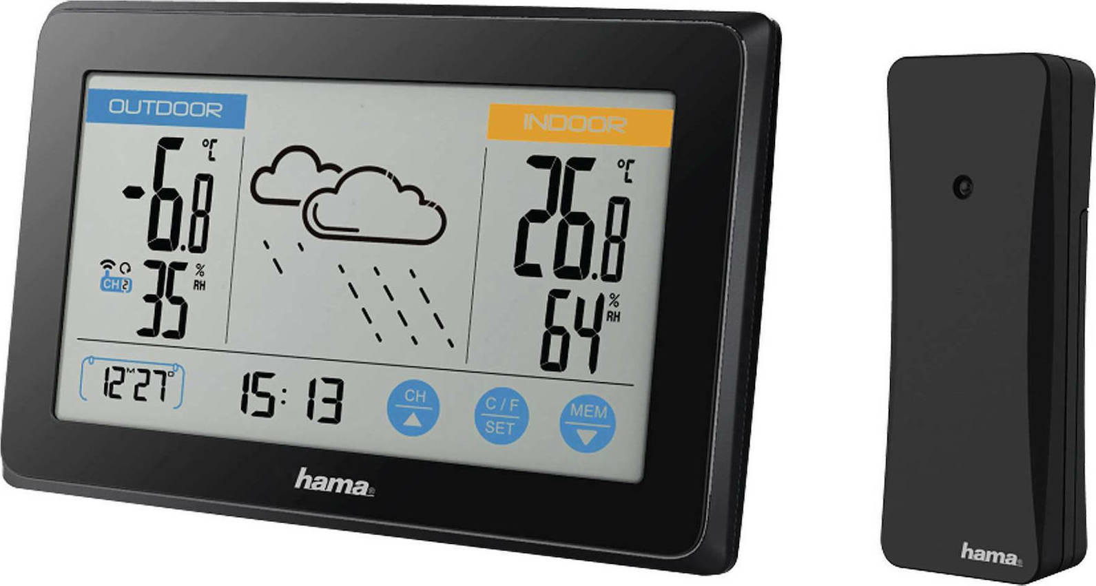 HAMA Touch 00186314 Ασύρματος Μετεωρολογικός Σταθμός Ψηφιακός Επιτραπέζιος Μαύρος