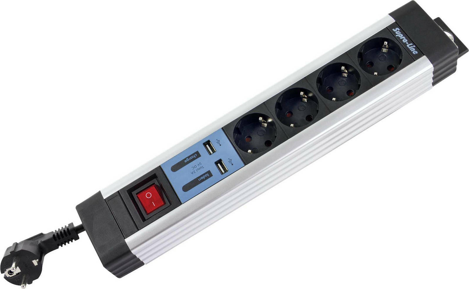 REV Πολύπριζο 4 Θέσεων με 2 USB-A, Διακόπτη και Καλώδιο 2.2m